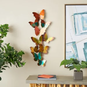 Stainless Steel Metal Indoor Outdoor Butterfly Multi Colored Home Wall Decor
